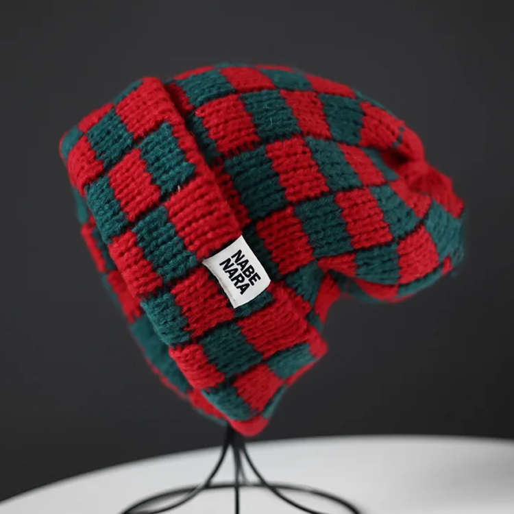 Checkered wool hat