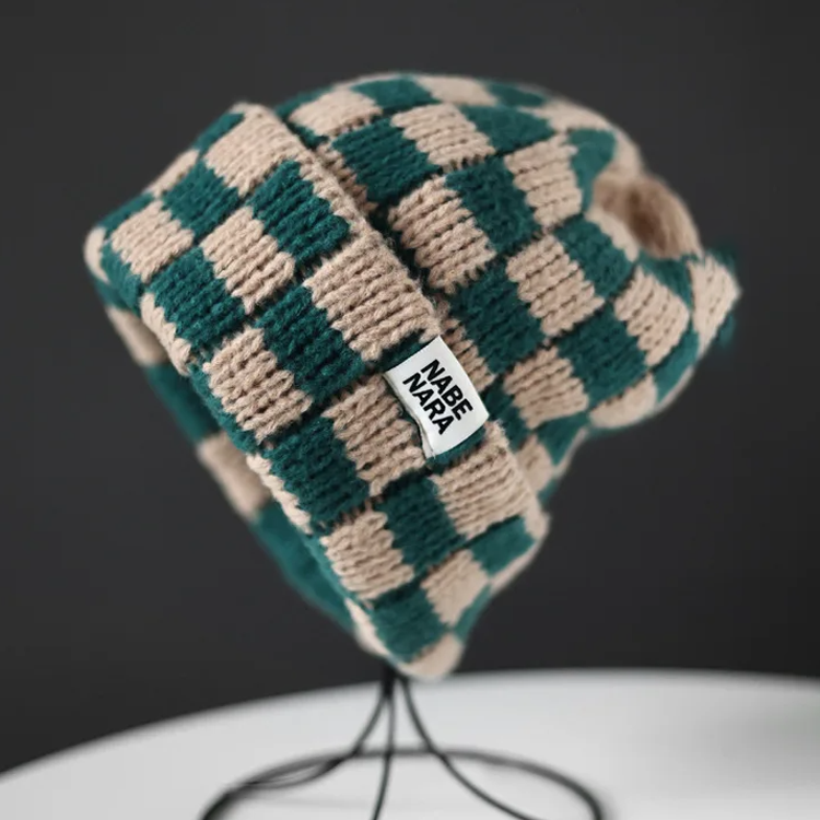 Checkered wool hat